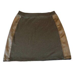 Random Hearts Black Leather Side Skirt Mini Girls M